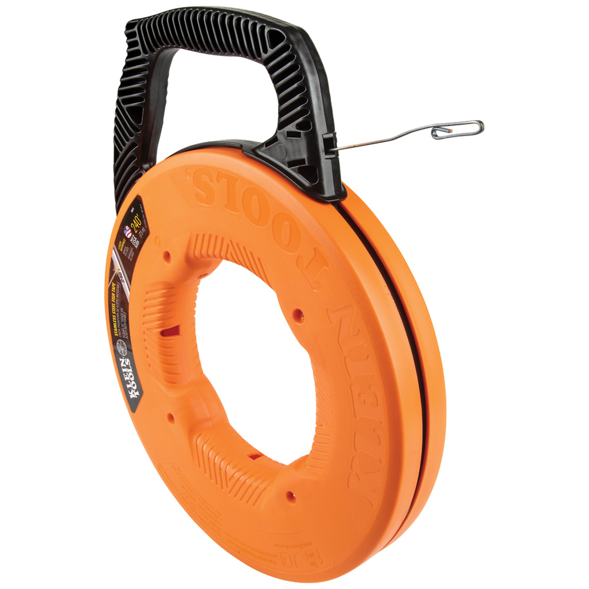 Klein Tools, 240ft. Stainless Steel Fish Tape, Tape Length 2880 in, Tape Diameter 1/8 in, Model# 56341